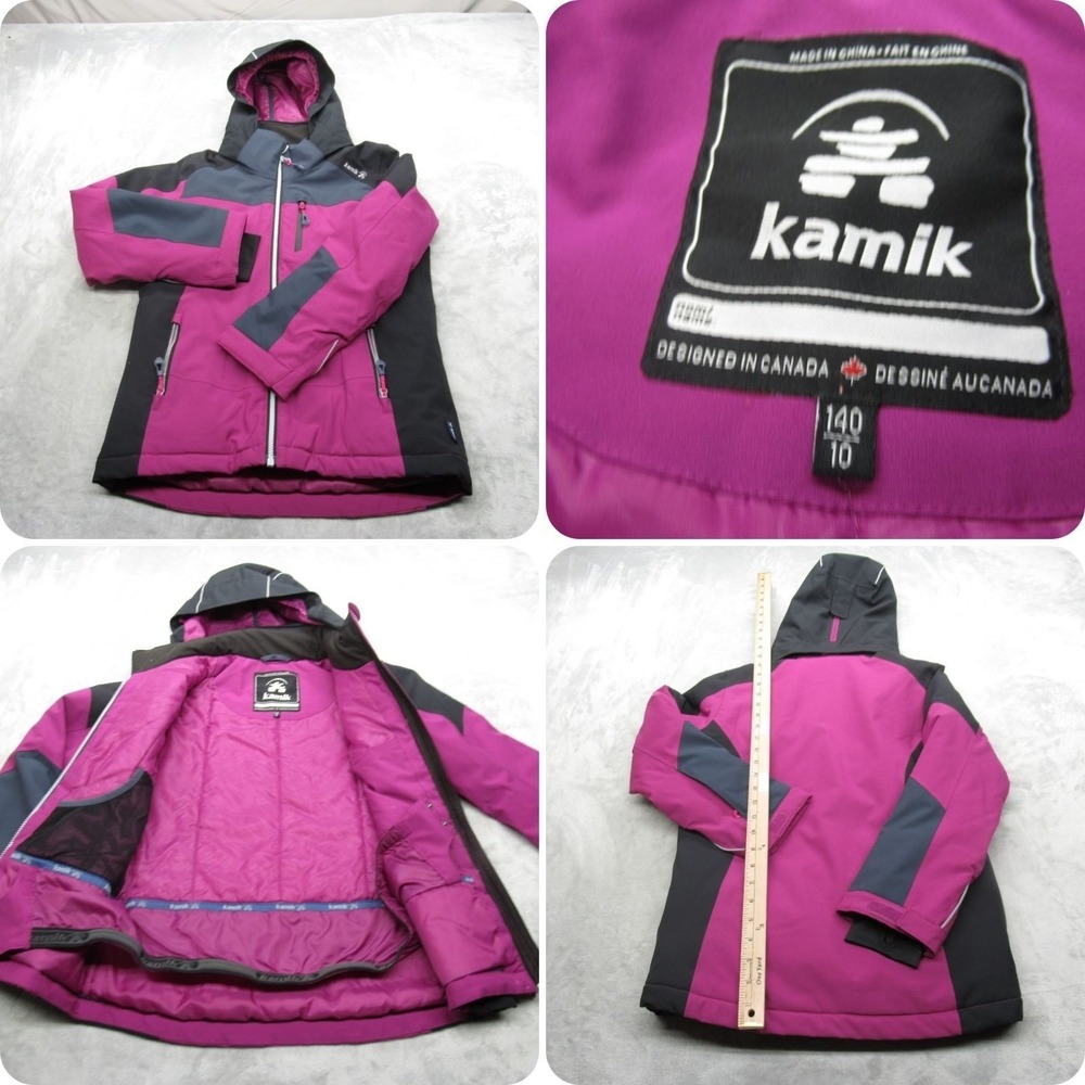 Kamik Ski Jacket Youth 10 Magenta Liora Insulated Waterproof Snowboard Full Zip